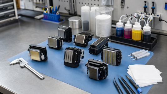 Industrial inkjet printhead inspection bench for comparing Ricoh, Konica, Kyocera, Toshiba and Epson printheads