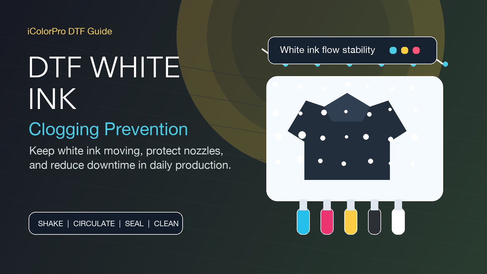 DTF white ink clogging and printer maintenance workflow reference image