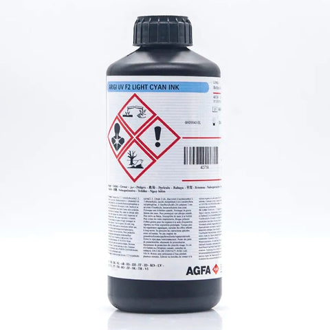 AGFA F2 Soft UV Ink - 1L for Ricoh Gen5/Gen6, KM1024 & Toshiba CE4 Light Cyan ink bottle