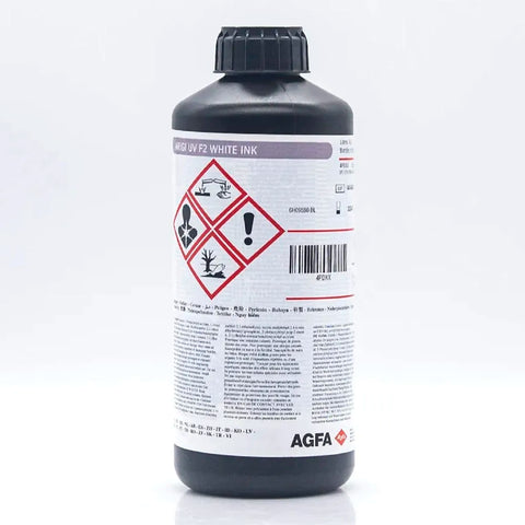 AGFA F2 Soft UV Ink - 1L for Ricoh Gen5/Gen6, KM1024 & Toshiba CE4 White ink bottle