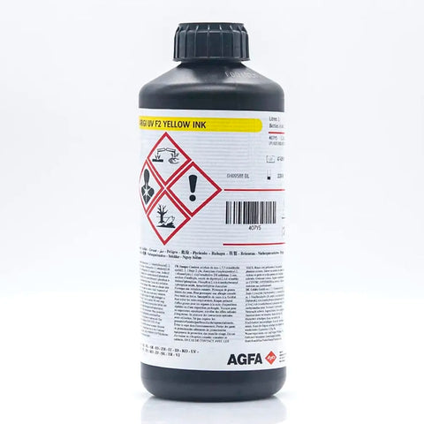 AGFA F2 Soft UV Ink - 1L for Ricoh Gen5/Gen6, KM1024 & Toshiba CE4 Yellow ink bottle
