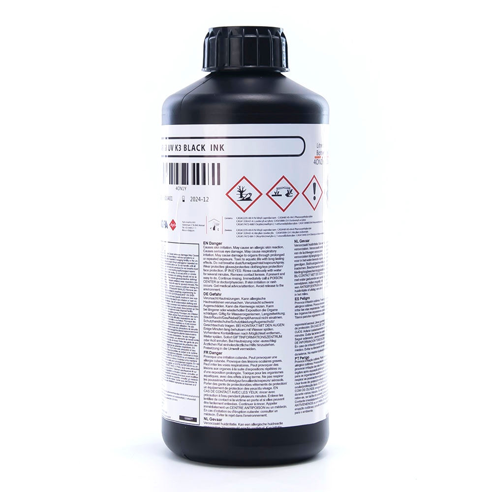 AGFA K3 Neutral UV Ink - 1L for Epson DX5/XP600/i3200 Black ink bottle