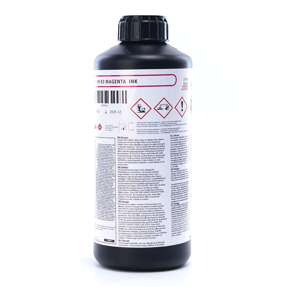 AGFA K3 Neutral UV Ink - 1L for Epson DX5/XP600/i3200 Magenta ink bottle