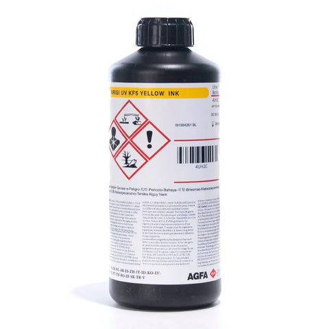 AGFA KF5 Soft UV Ink - 1L for Epson DX5/XP600/i3200 & Ricoh Gen5i Yellow ink bottle