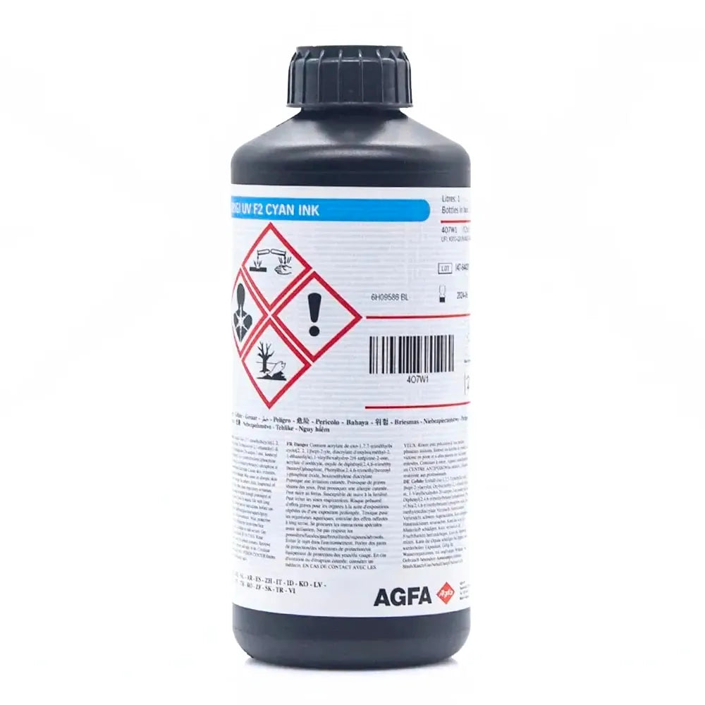 AGFA F2 Soft UV Ink - 1L for Ricoh Gen5/Gen6, KM1024 & Toshiba CE4 product bottle