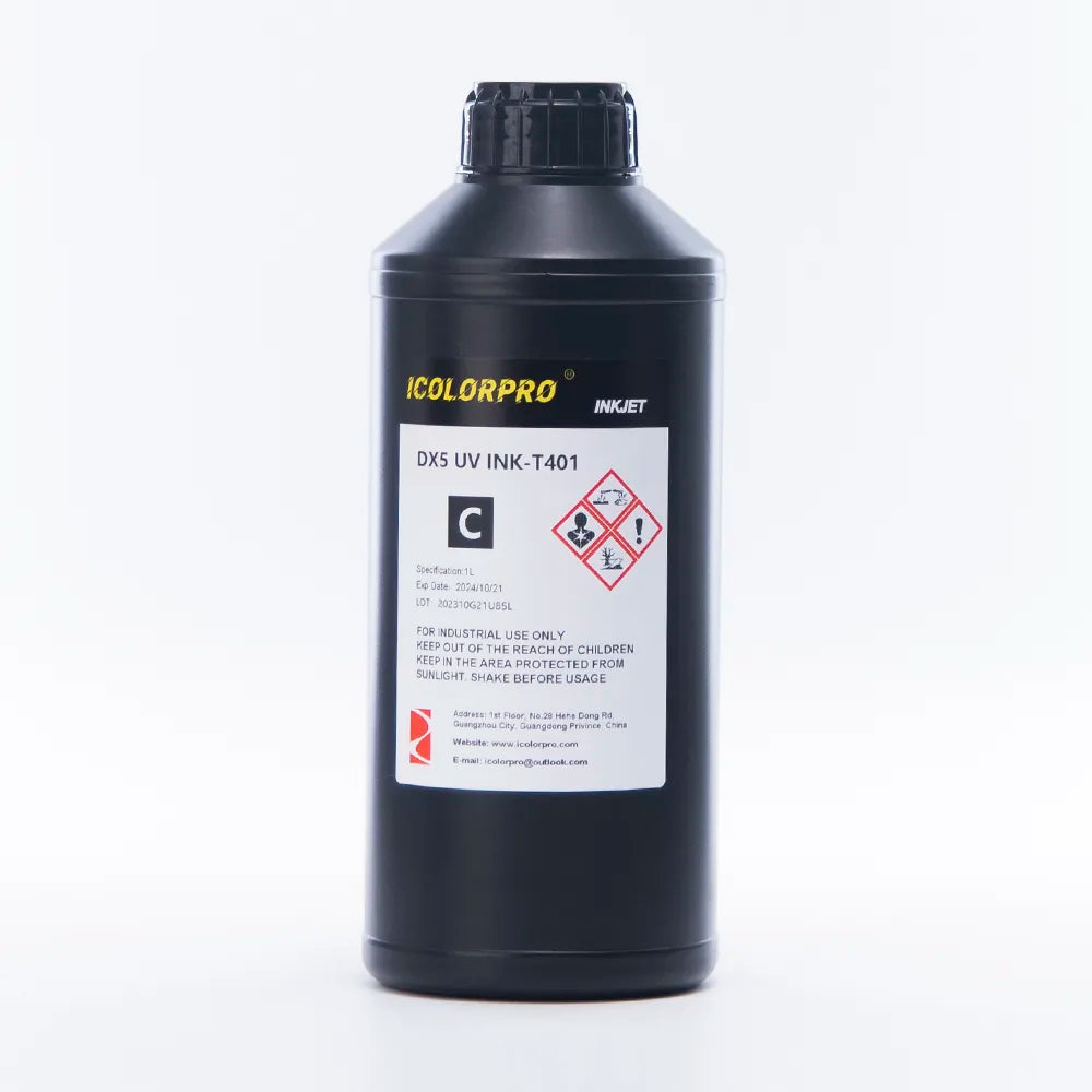 iColorPro Hard UV Ink - 500ml / 1L for Epson DX5 / DX7 UV Printheads Cyan ink bottle