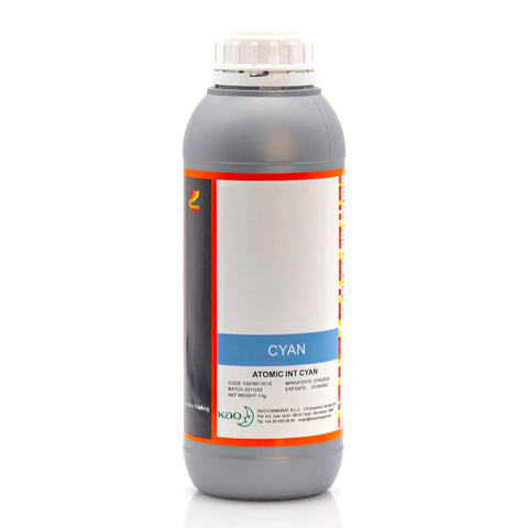 Kao Chimigraf Neutral UV Ink - 1L for Ricoh Gen5/Gen6, KM1024 & CE4M Cyan ink bottle