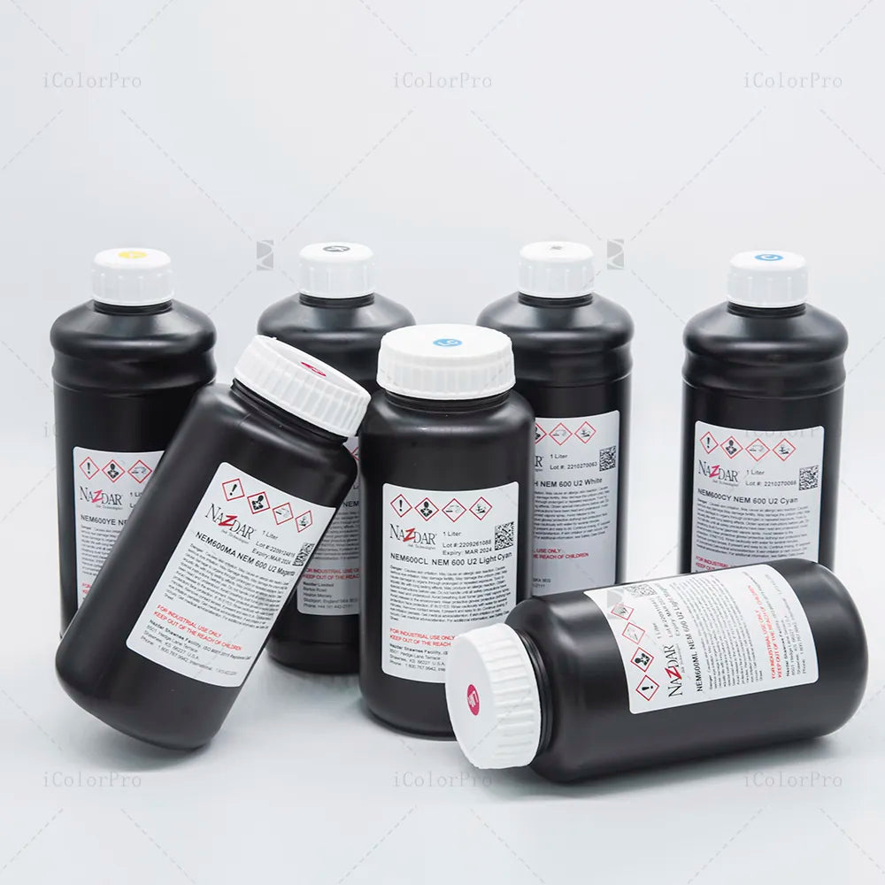 NaZdar Nem600 Neutral UV Ink - 1L for Ricoh Gen5/Gen6, KM1024 & CE4M bottle photo 3