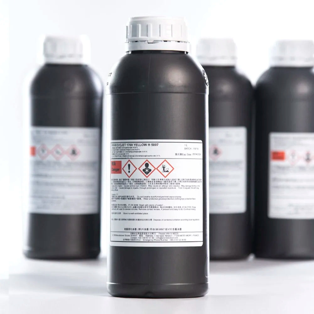 DUBUIT Neutral UV Ink - 1L for Ricoh Gen5/Gen6, KM1024 & CE4M Yellow ink bottle