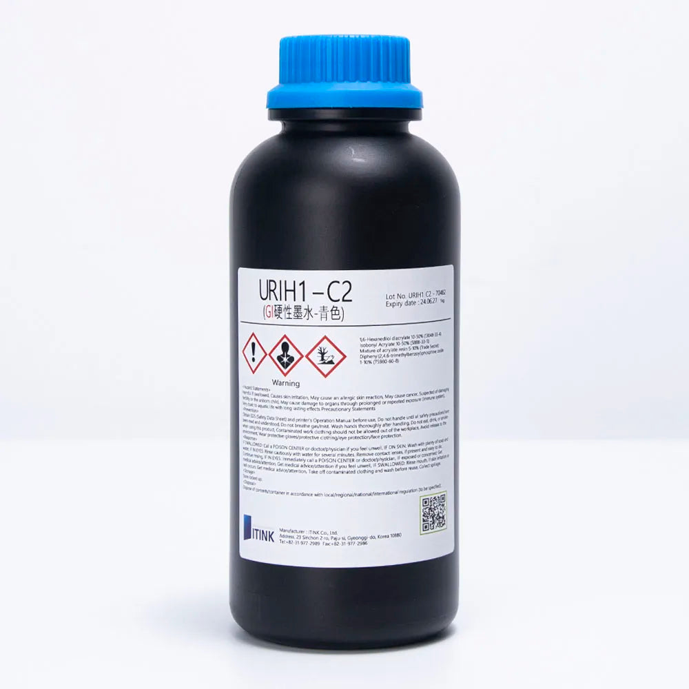 Korean IT URIH1 Gen5i Hard UV Ink - 1L for Epson DX5/XP600/i3200 & Ricoh Gen5i Cyan ink bottle