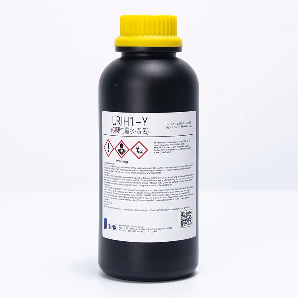 Korean IT URIH1 Gen5i Hard UV Ink - 1L for Epson DX5/XP600/i3200 & Ricoh Gen5i Yellow ink bottle