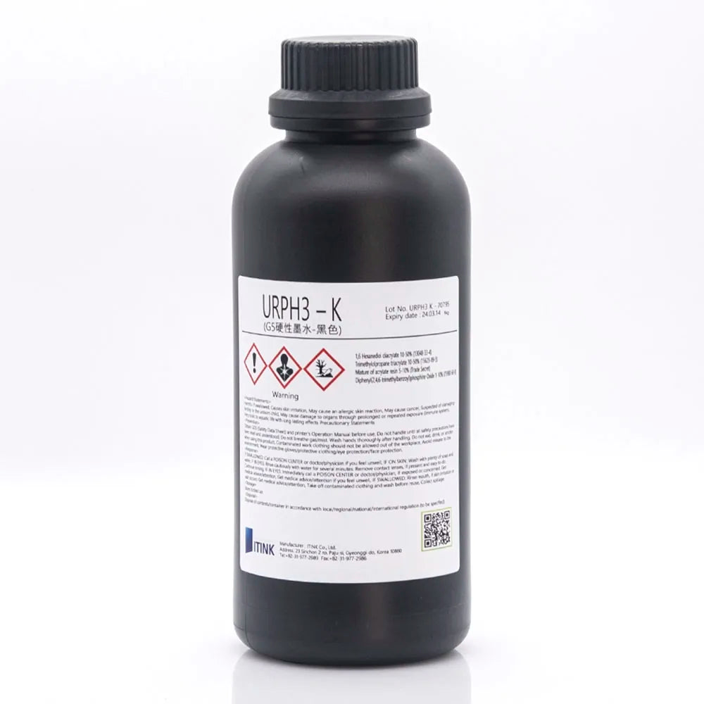 Korean IT URPH3 Hard UV Ink - 1L for Ricoh Gen5/Gen6, KM1024 & CE4M Black ink bottle