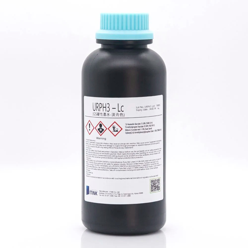 Korean IT URPH3 Hard UV Ink - 1L for Ricoh Gen5/Gen6, KM1024 & CE4M Light Cyan ink bottle