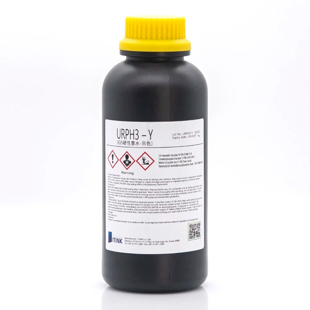 Korean IT URPH3 Hard UV Ink - 1L for Ricoh Gen5/Gen6, KM1024 & CE4M Yellow ink bottle