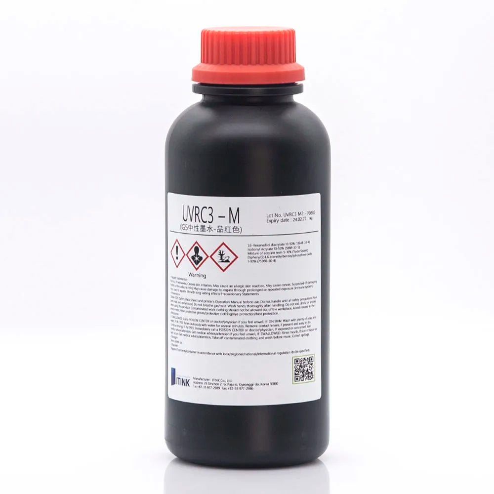 Korean IT UVRC3 Neutral UV Ink - 1L for Ricoh Gen5/Gen6, KM1024 & CE4M Magenta ink bottle