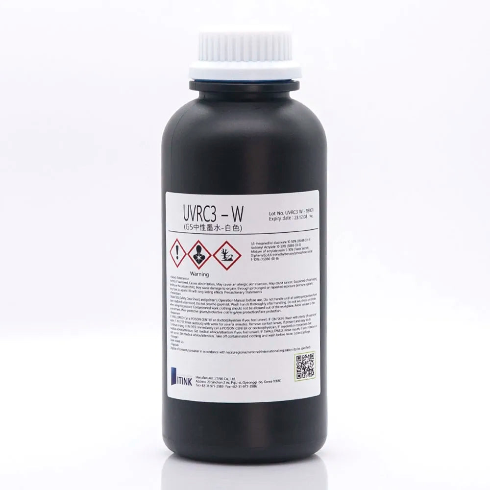 Korean IT UVRC3 Neutral UV Ink - 1L for Ricoh Gen5/Gen6, KM1024 & CE4M White ink bottle