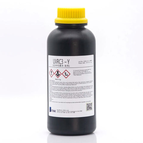 Korean IT UVRC3 Neutral UV Ink - 1L for Ricoh Gen5/Gen6, KM1024 & CE4M Yellow ink bottle
