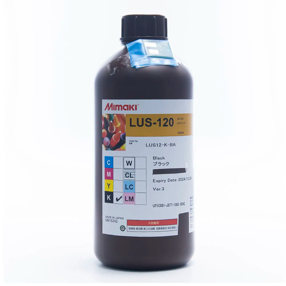 Mimaki LUS 120 UV Ink - 1L for JFX200-1213 EX/JFX200-2513/JFX200-2513 EX Black ink bottle