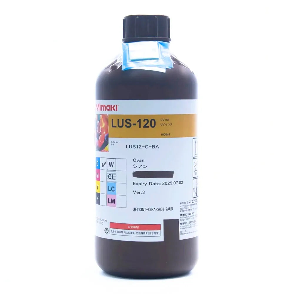 Mimaki LUS 120 UV Ink - 1L for JFX200-1213 EX/JFX200-2513/JFX200-2513 EX product bottle