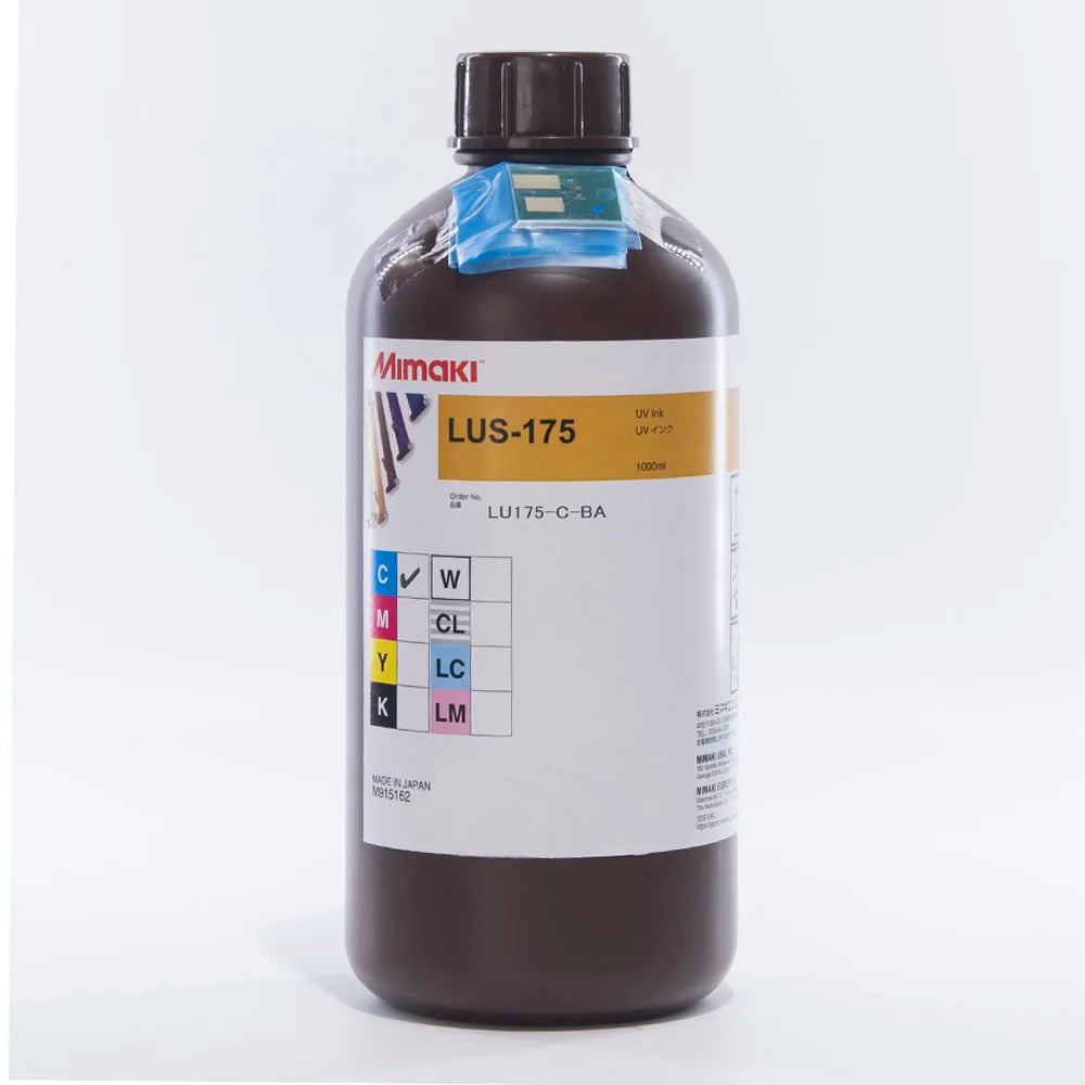 Mimaki LUS 175 UV Ink - 1L for UCJV150-160/UCJV300-75/UCJV300-107 Cyan ink bottle