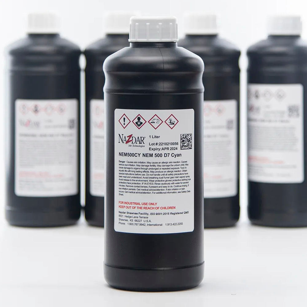 NaZdar Nem500 Neutral UV Ink - 1L for Epson DX5/XP600/i3200 & Ricoh Gen5i Cyan ink bottle