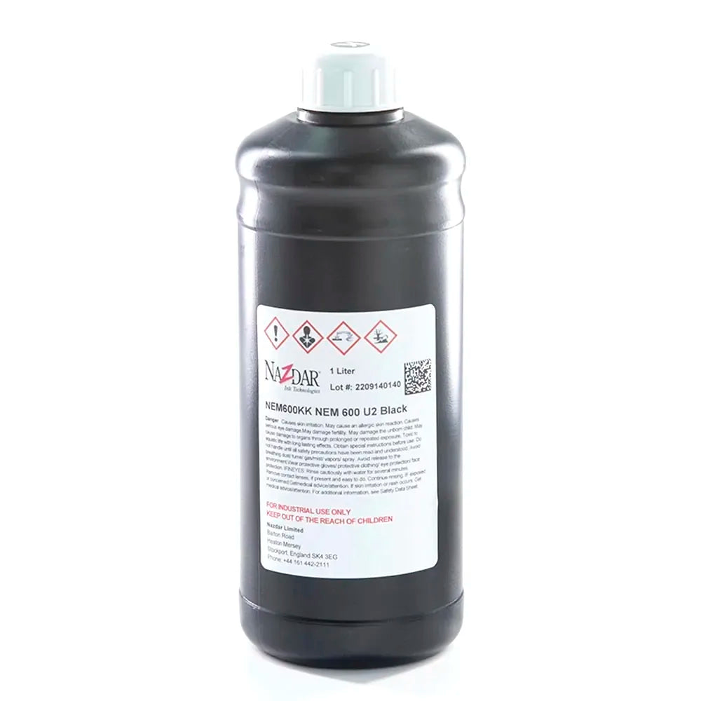 NaZdar Nem600 Neutral UV Ink - 1L for Ricoh Gen5/Gen6, KM1024 & CE4M Black ink bottle