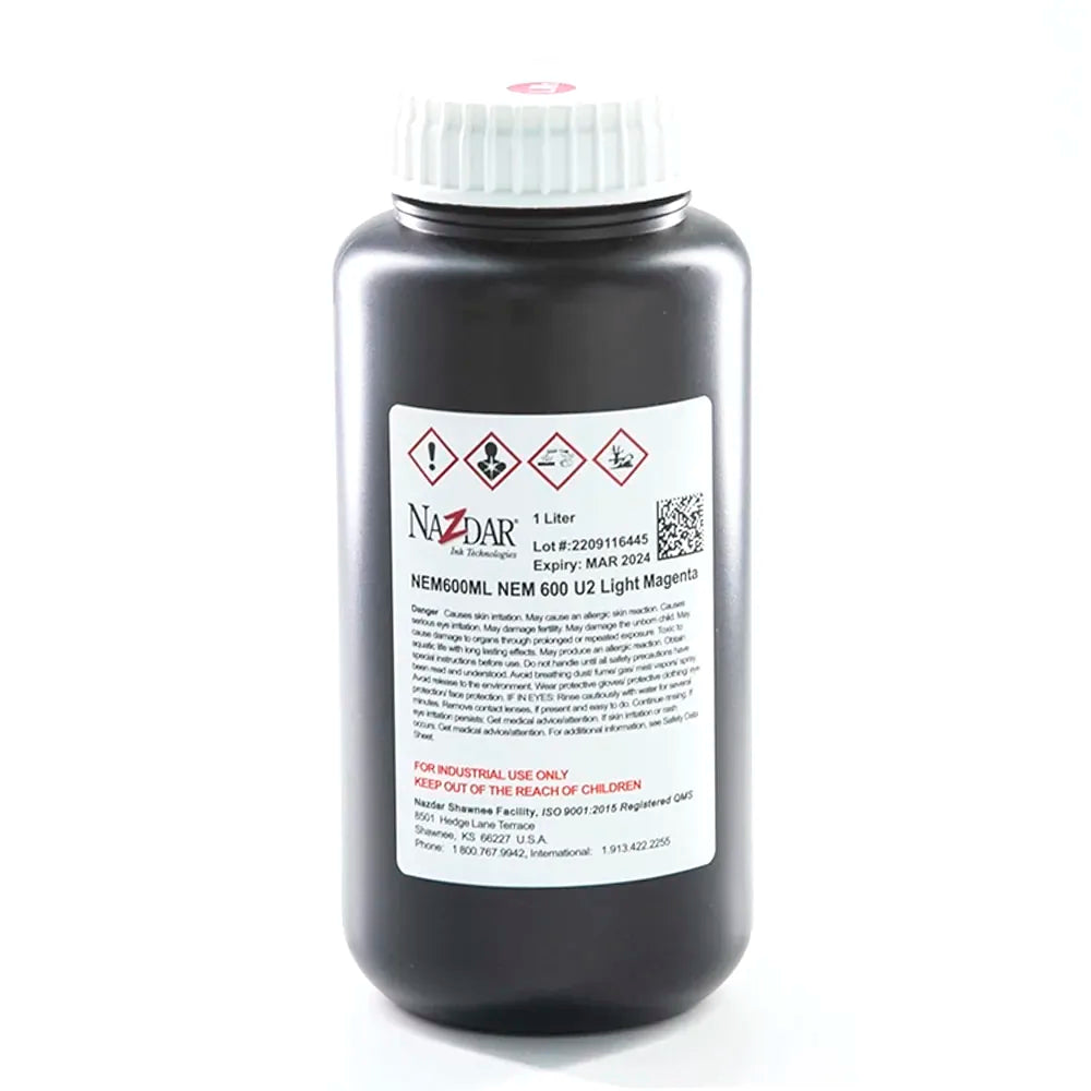 NaZdar Nem600 Neutral UV Ink - 1L for Ricoh Gen5/Gen6, KM1024 & CE4M Light Magenta ink bottle