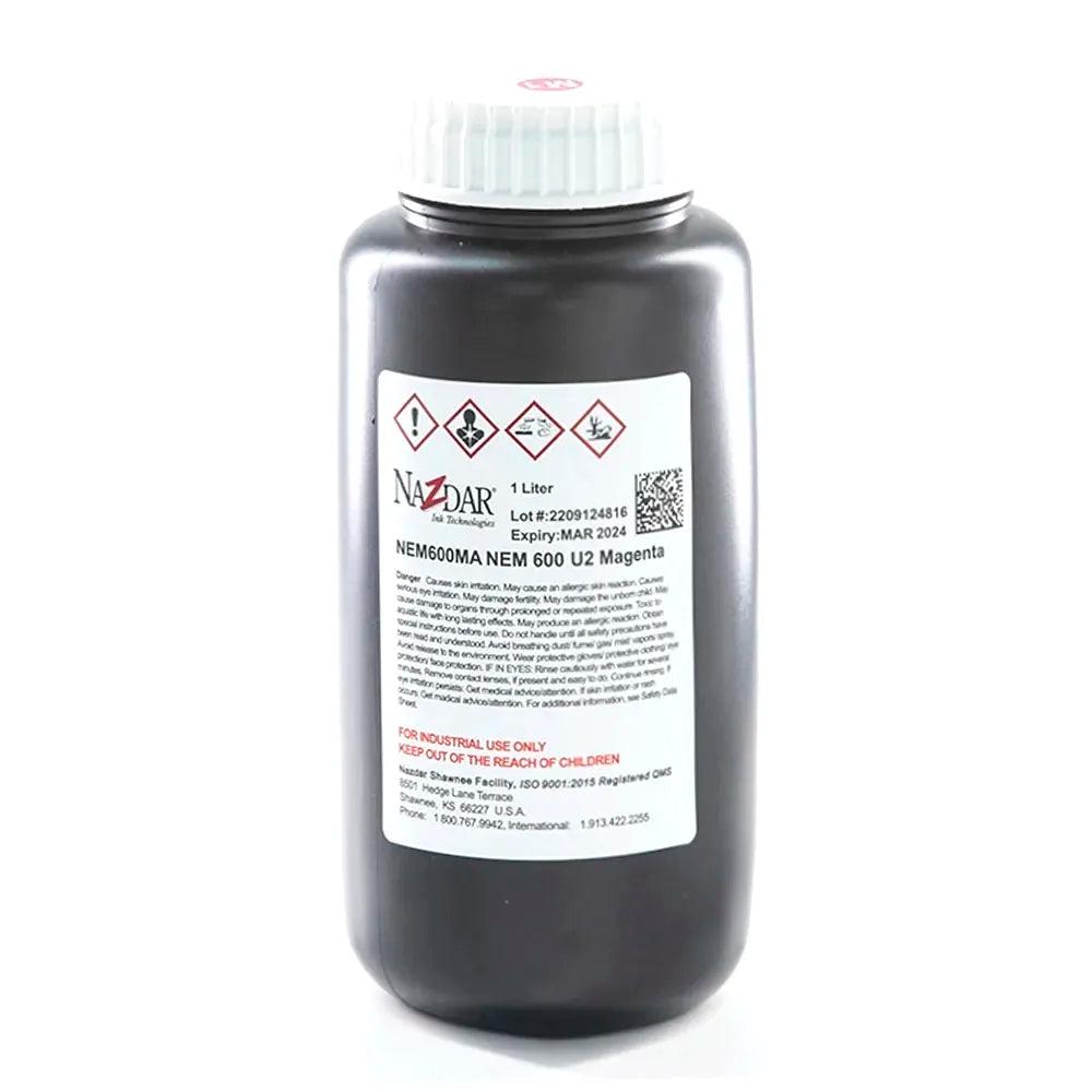 NaZdar Nem600 Neutral UV Ink - 1L for Ricoh Gen5/Gen6, KM1024 & CE4M Magenta ink bottle