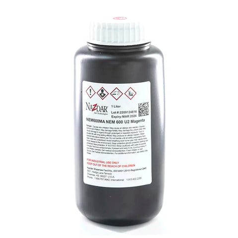 NaZdar Nem600 Neutral UV Ink - 1L for Ricoh Gen5/Gen6, KM1024 & CE4M Magenta ink bottle
