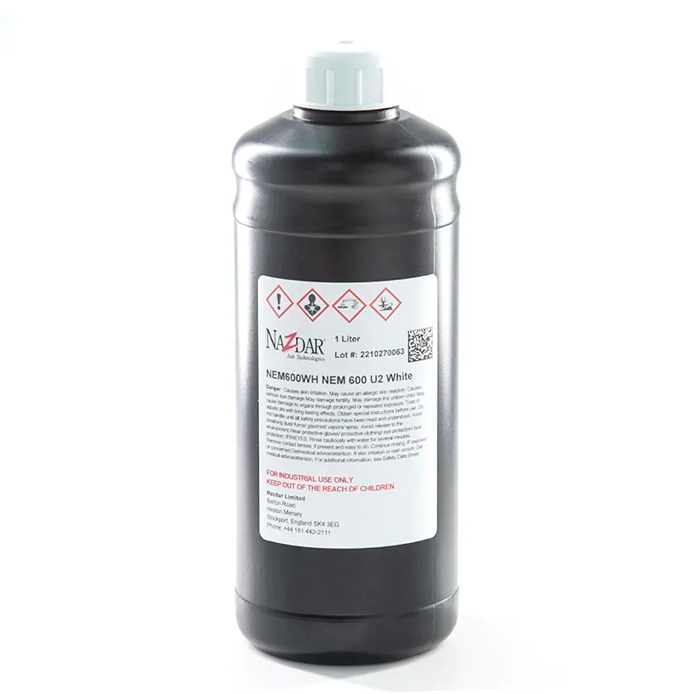 NaZdar Nem600 Neutral UV Ink - 1L for Ricoh Gen5/Gen6, KM1024 & CE4M White ink bottle