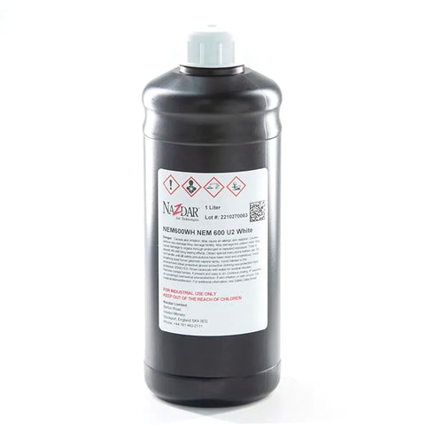 NaZdar Nem600 Neutral UV Ink - 1L for Ricoh Gen5/Gen6, KM1024 & CE4M White ink bottle