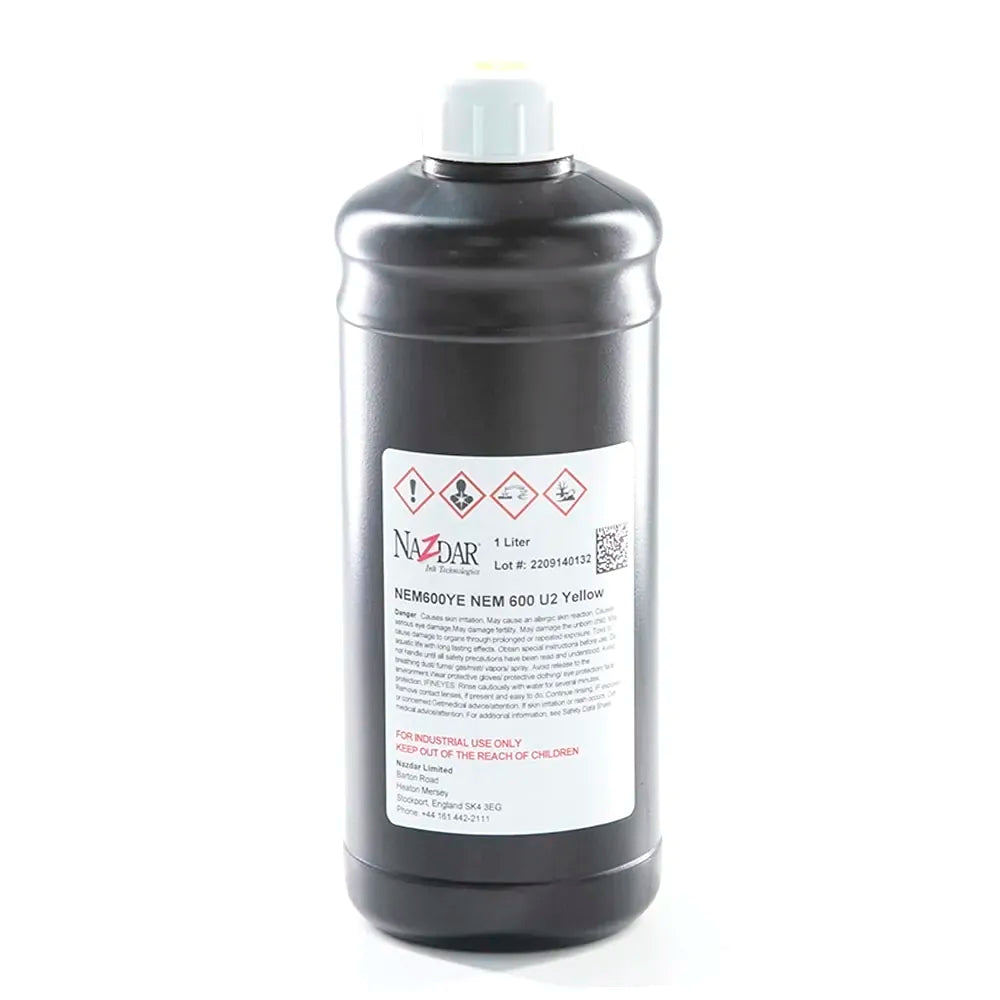 NaZdar Nem600 Neutral UV Ink - 1L for Ricoh Gen5/Gen6, KM1024 & CE4M Yellow ink bottle