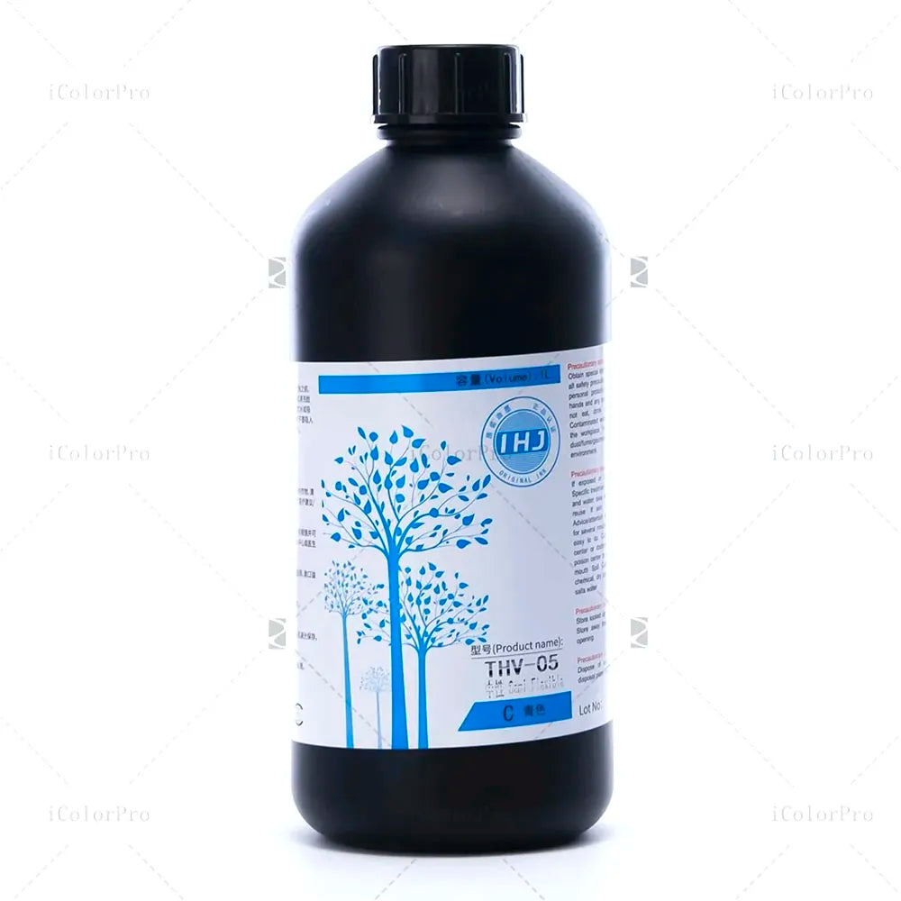 THV05 Neutral UV Ink - 1L for Konica, Ricoh & Toshiba UV Printheads Cyan ink bottle