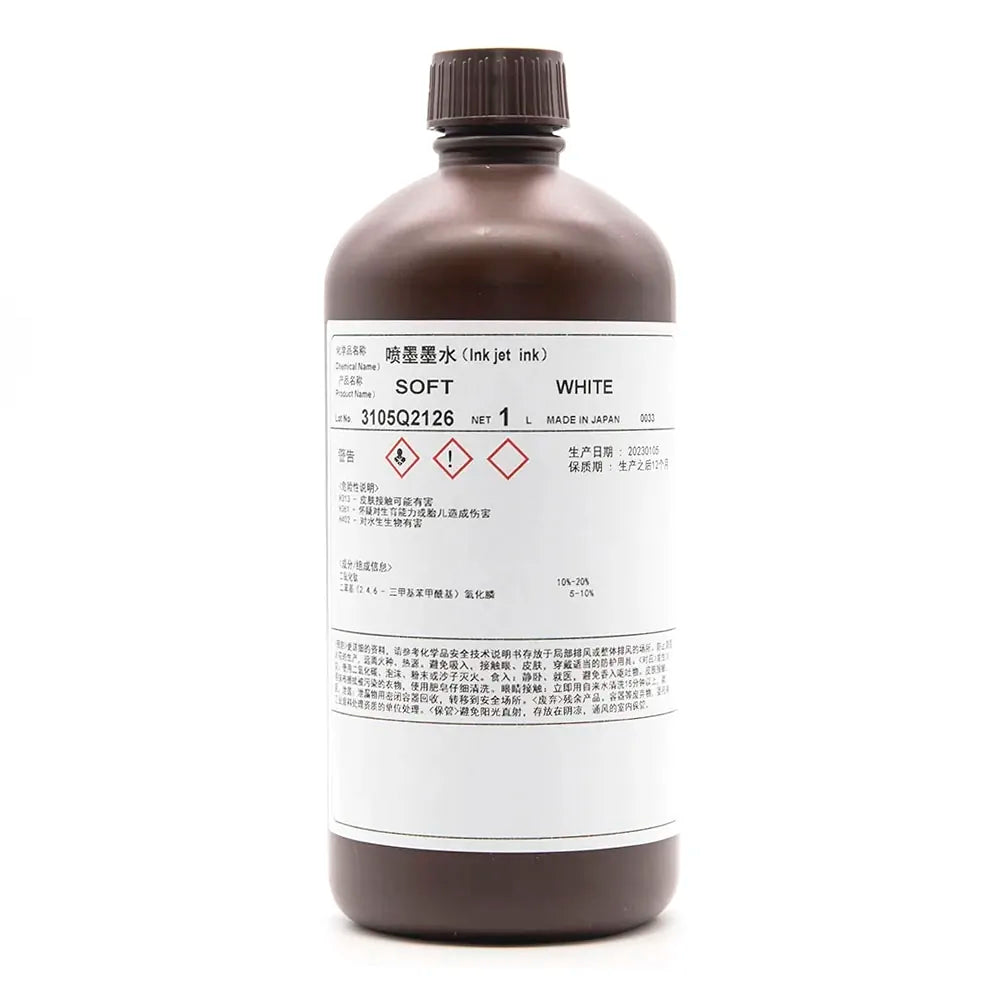TOYO Soft UV Ink - 1L for Ricoh Gen5/Gen6, KM1024 & CE4M White ink bottle